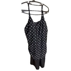 Christina One Piece Swimsuit Black Geometric Pattern Shorts Size 18 Adj Straps‎